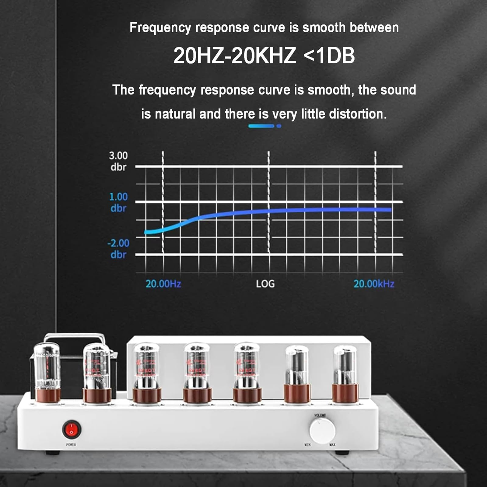 Amplificatore Valvolare Push-Pull, Amplificatore Valvolare Stereo Hi-Fi Integrato, con Bluetooth 5.0, Risposta in Frequenza 20 Hz-20 Khz, per Audio Domestico, Diffusori Stereo Ad Alta fedeltà