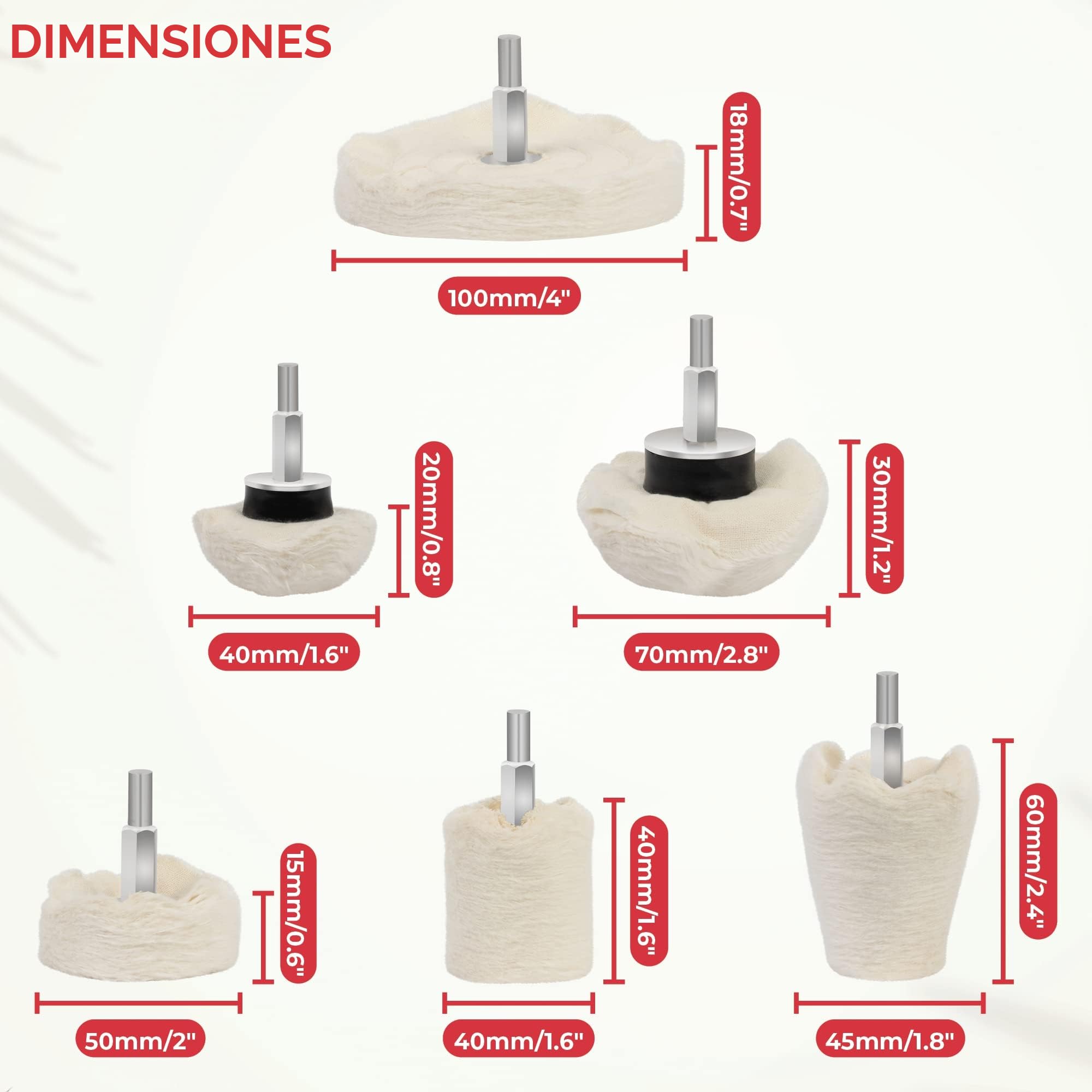 GADLANE Disco de Pulir para Taladro - Pulidor de Metales para Proyectos de Metal, Aluminio, Acero Inoxidable, Cromo, Vidrio y Bricolaje - PAQUETE de 6