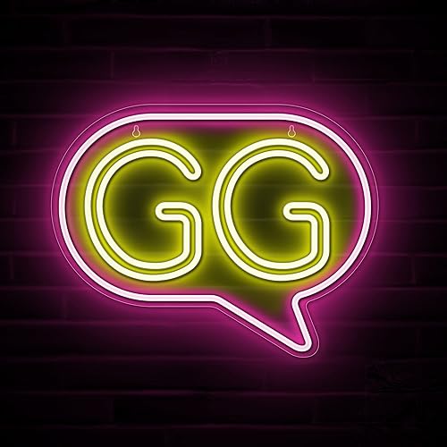 Lumoonosity Letrero de neón GG Luces de neón de buen juego para jugadoresserpentinas Señales LED de juego para sala de juegos, dormitorio, zona de