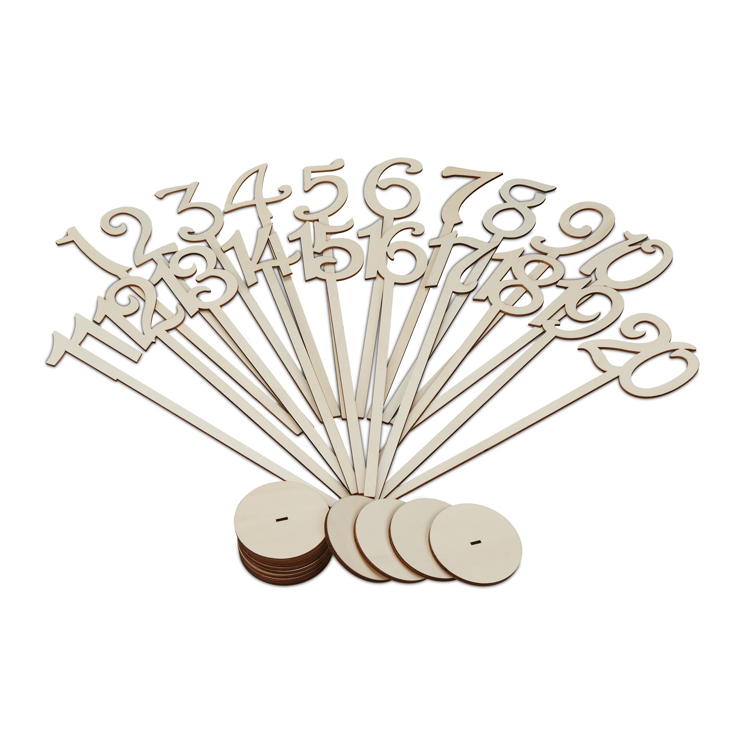 Relaxdays Números de Mesa para Bodas, Marcasitios Eventos, Carteles Numerados 1-20, 35x7,5 cm, Madera, Natural