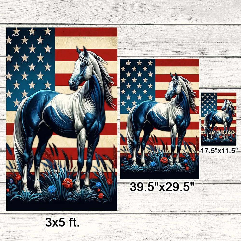 American Flag-Patriotic Horse American Flag MLN2561F, Garden Flag (11.5" x 17.5")-USA Flags Premium Polyester-Decorative Indoor Outdoor Flag