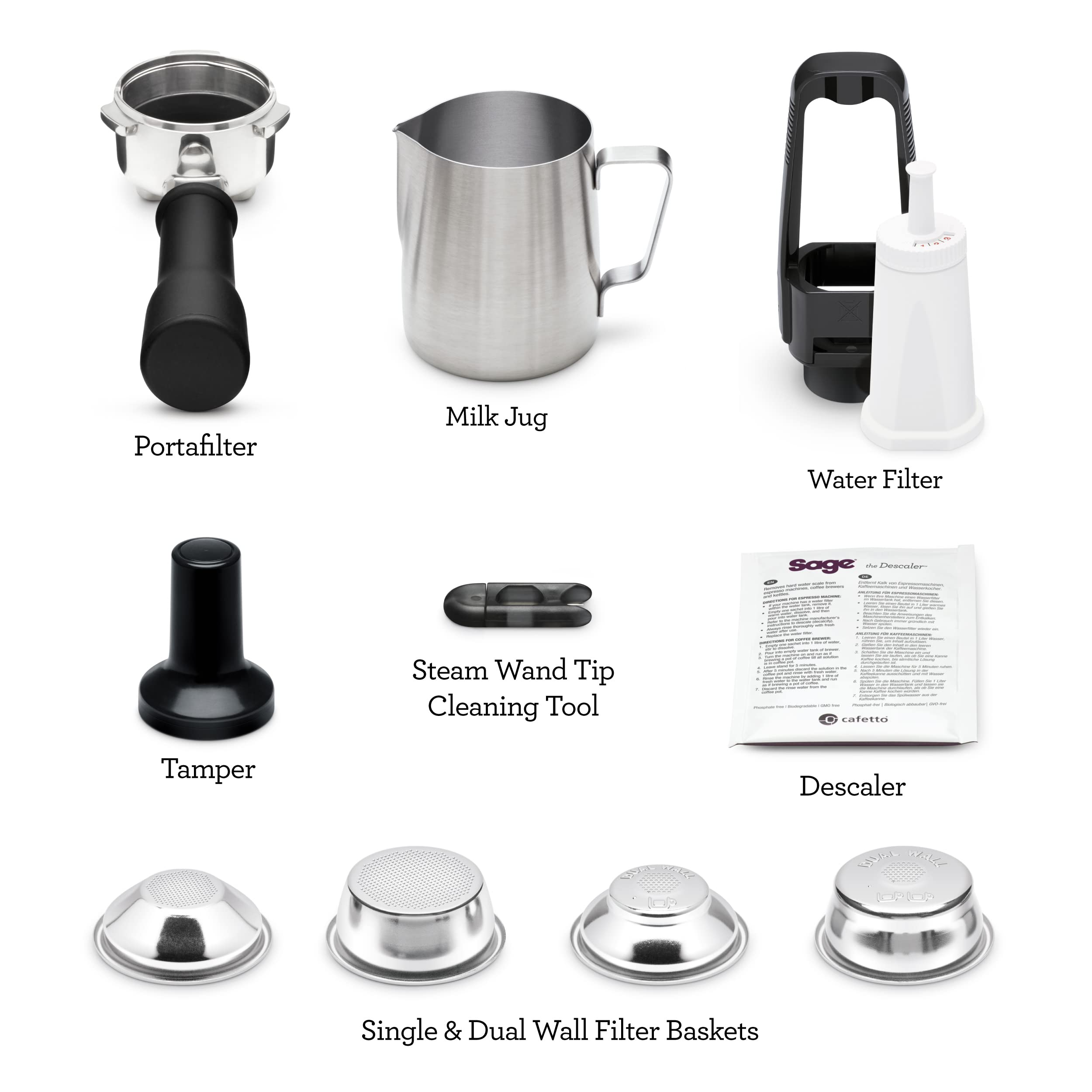 Sage Bambino, Cafetera Compacta con Espumador, Acero Inoxidable | Portafiltro de 54 mm & Varilla de Vapor Manual, Calentamiento Rápido, Control Volumétrico de 1 & 2 Tazas
