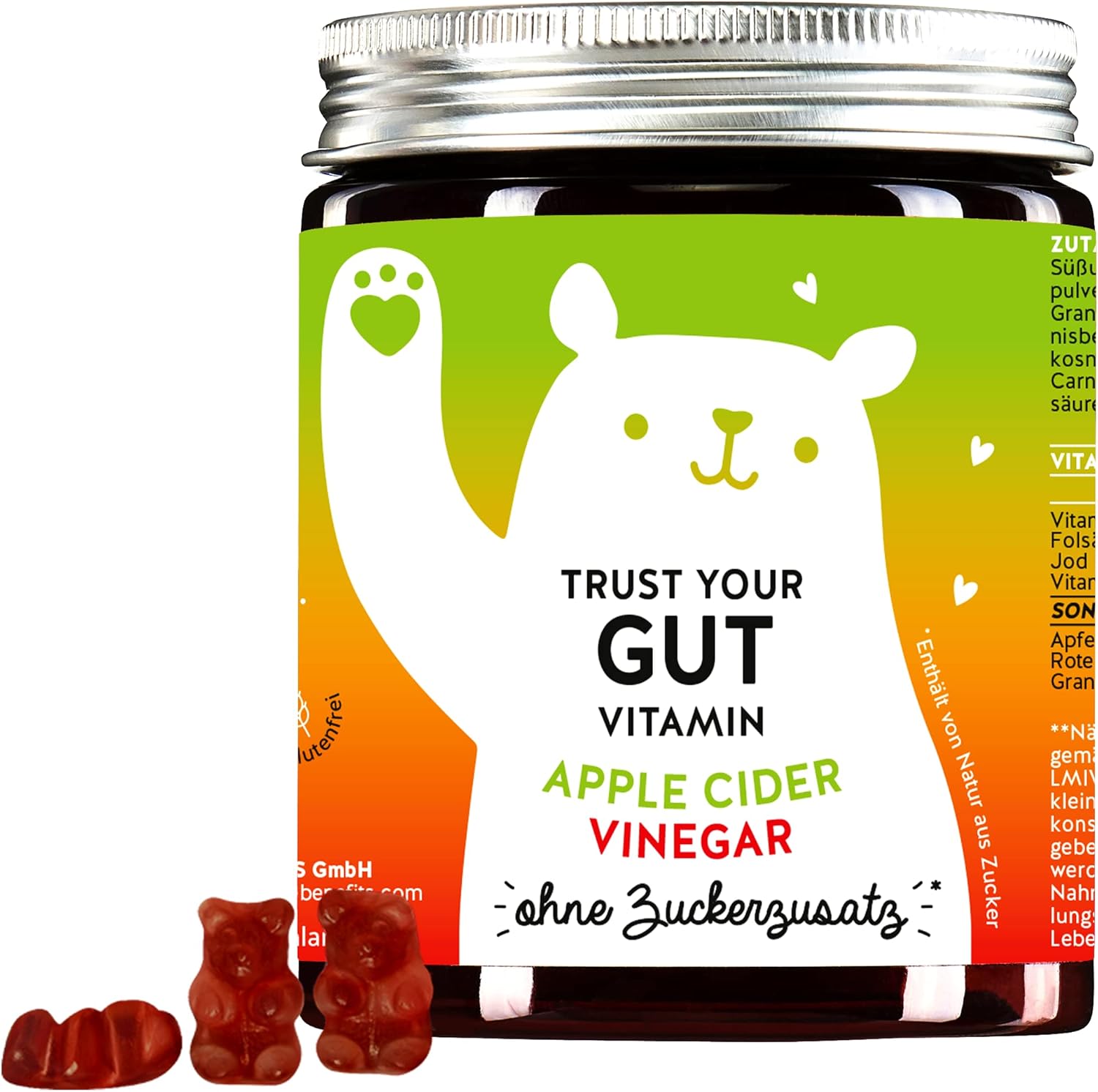 BEARS WITH BENEFITS Trust your Gut Vitamins Apfelessig Gummibärchen 2 Bärchen Täglich, 60 BEARS WITH BENEFITS Trust your Gut Vitamins Apfelessig Gummibärchen 2 Bärchen Täglich, 60