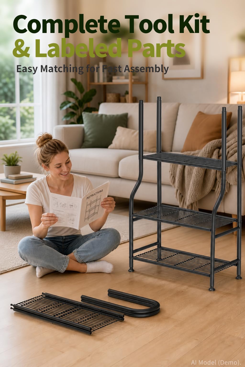 Supporto per piante in metallo a 5 livelli, resistente, per interni ed esterni, per vasi multipli, supporto verticale alto 165,1 cm, con piedini di livellamento regolabili e kit di fissaggio