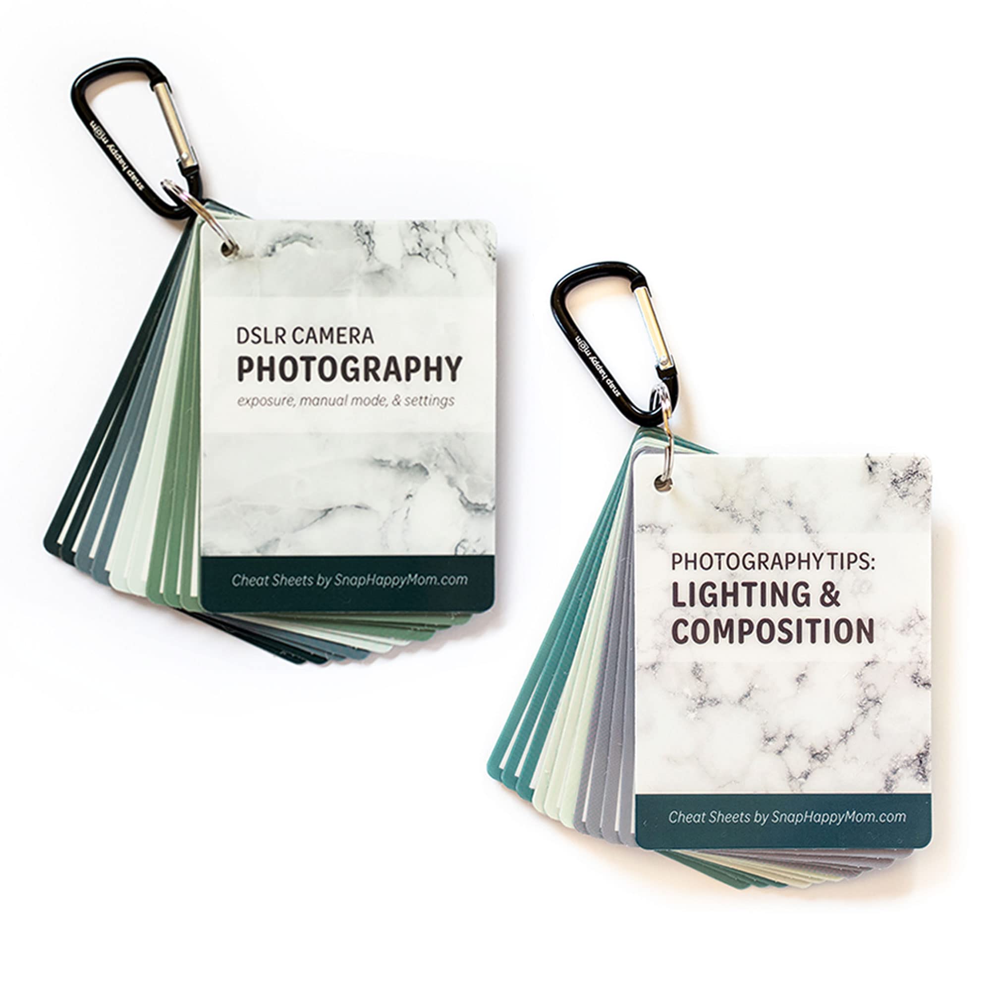 Photography Cheat Sheet Cards (Set of 2 Decks) - DSLR Camera Photography and Composition/Lighting Sets - Plastic Reference Cards | Snap Happy Mom (
