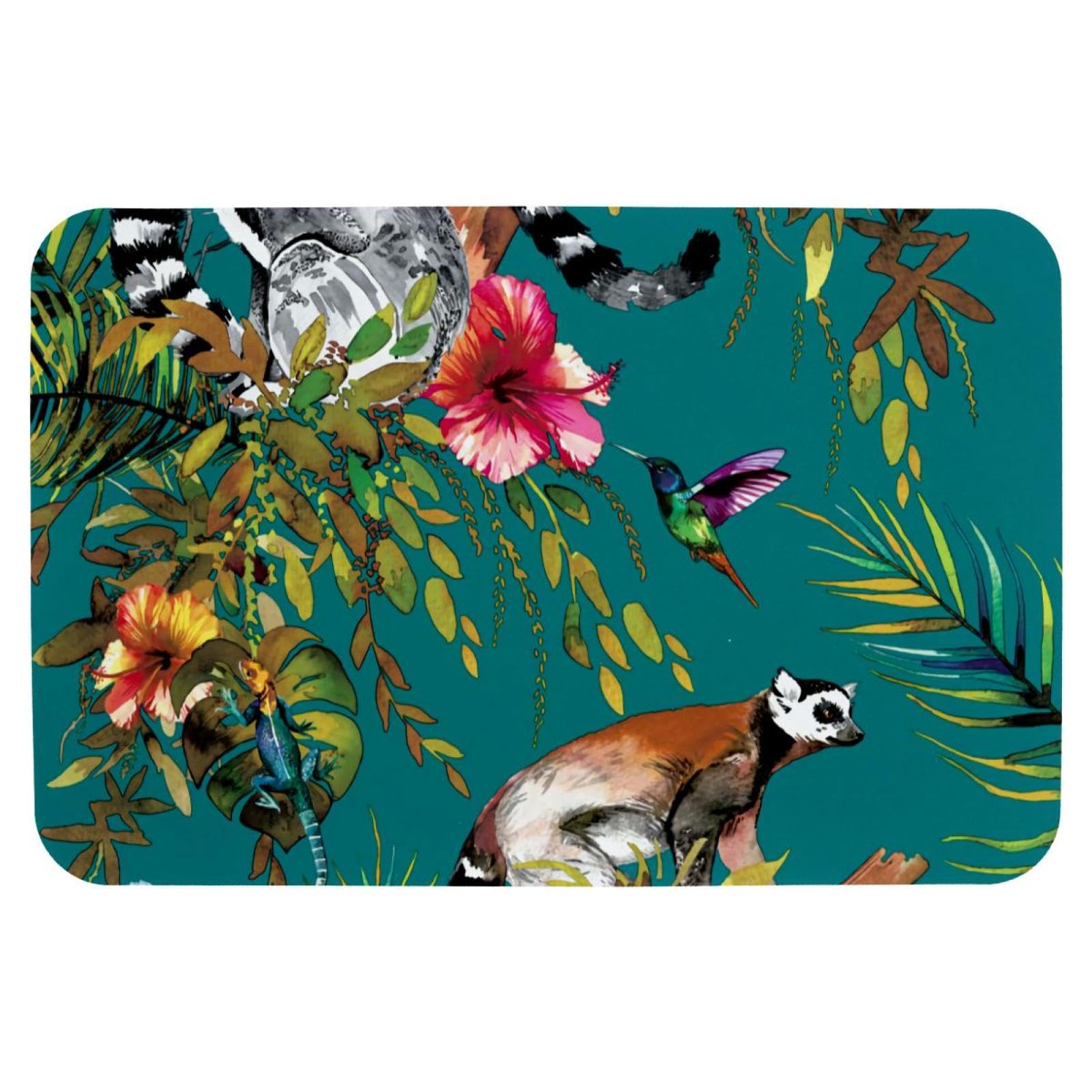 Tapis de bain lémurien antidérapant et fin de 50 x 80 cm lavable en machine