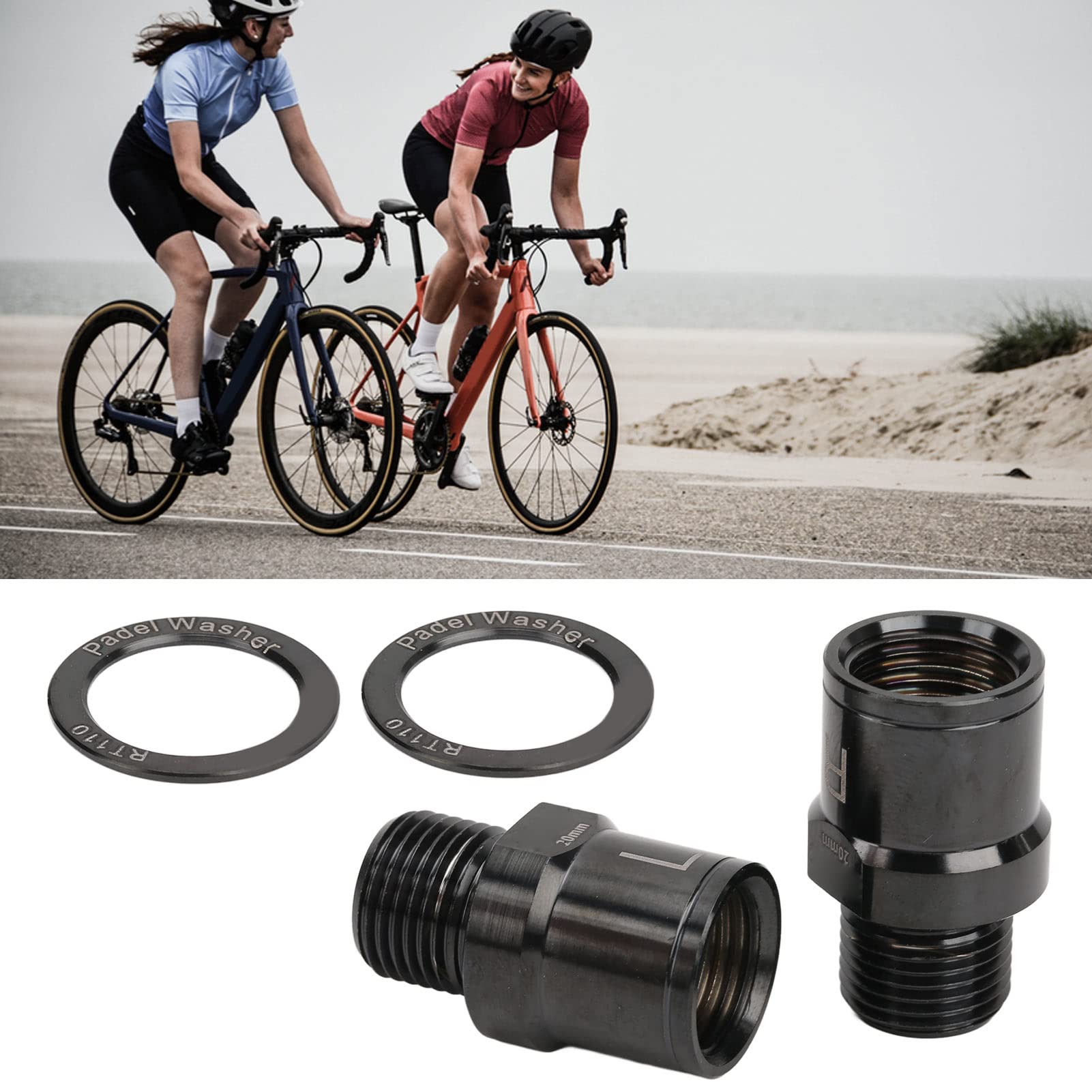 BuyWeek Extensor de Pedal de Bicicleta, 1 Par Extensión de Pedal de Aleación de Titanio Adaptador de Pedal de 20 mm con Espaciador de Pedal (Negro)