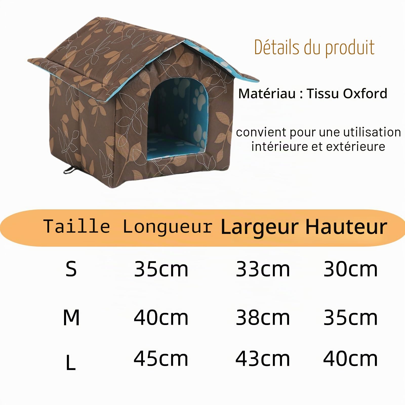 Maison pour Chat pour Extérieur Imperméable Résistant au Vent et aux Intempéries Grotte pour Chat Maison pour Animaux Douce Chaude Maison pour Animaux Extérieur Grotte pour Chien avec Coussin