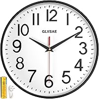 GLVSAE 12 Inch Silent Non-Ticking Wall Clock - Ultra-Quiet Quartz Movement, 3D Dial, Battery Operated for Home, Kitchen, Office, Bedroom