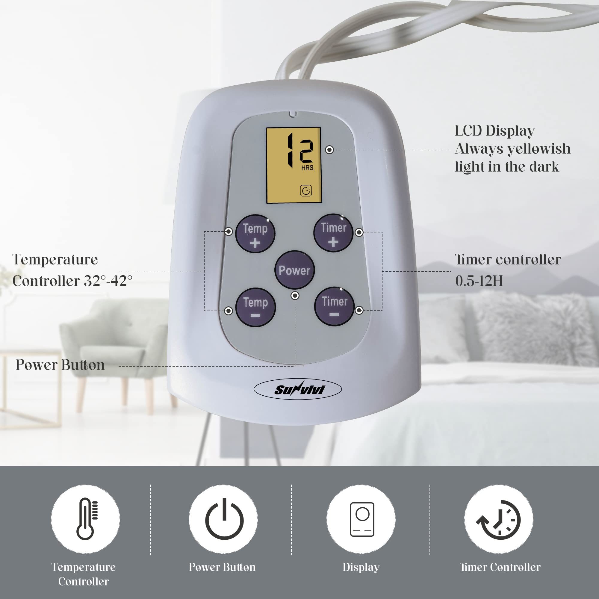 Electric Blanket King Size, Heated Blanket Dual Control