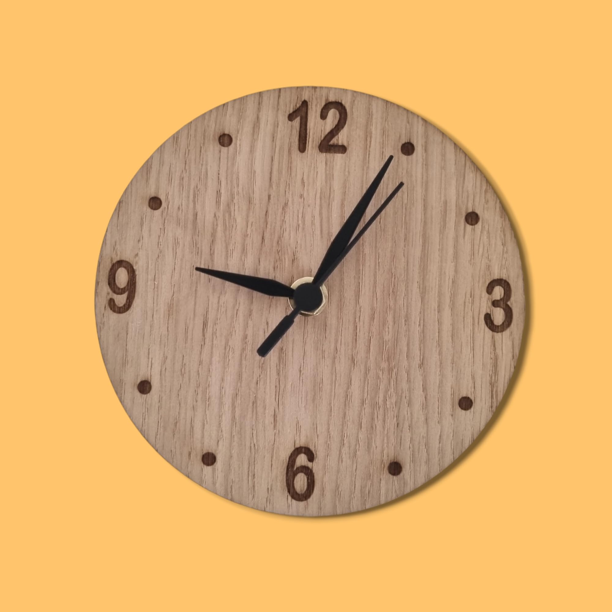 Servewell Round Wood Clock - Silent Sweep. Cherry, Oak or Walnut Style (Oak, 30cm)