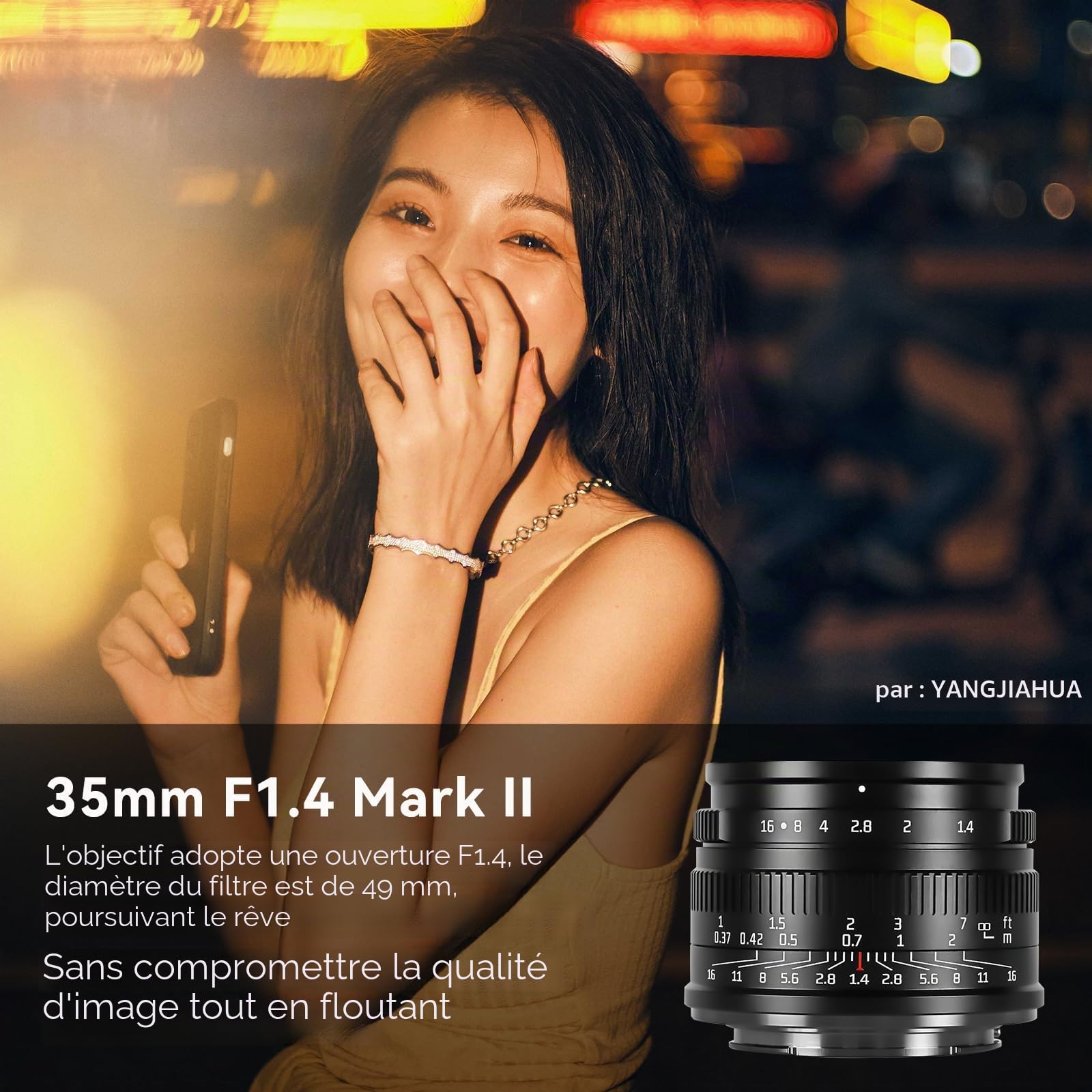 7artisans Objectif fixe 35 mm F1.4 Mark II APS-C Mise au point manuelle Grande ouverture Compatible avec appareil photo Fujifilm Fuji X-A1 X-A10 X-A2 X-M1 XM2 X-T1 X-T10 X-T2 X-T20 X-T30 X-Pro1 X-Pro2