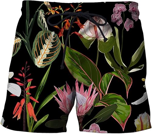 Traje de baño para hombre con estampado floral para playa, trajes de baño hawaianos con bolsillos, traje de baño para hombres