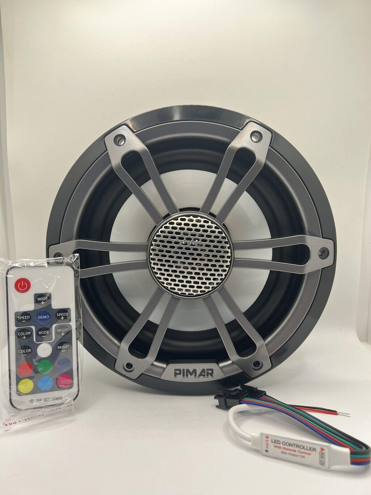 PIMAR Coppia di casse altoparlanti marine 150W LED barca gommone nautica accessori (2 CASSE)