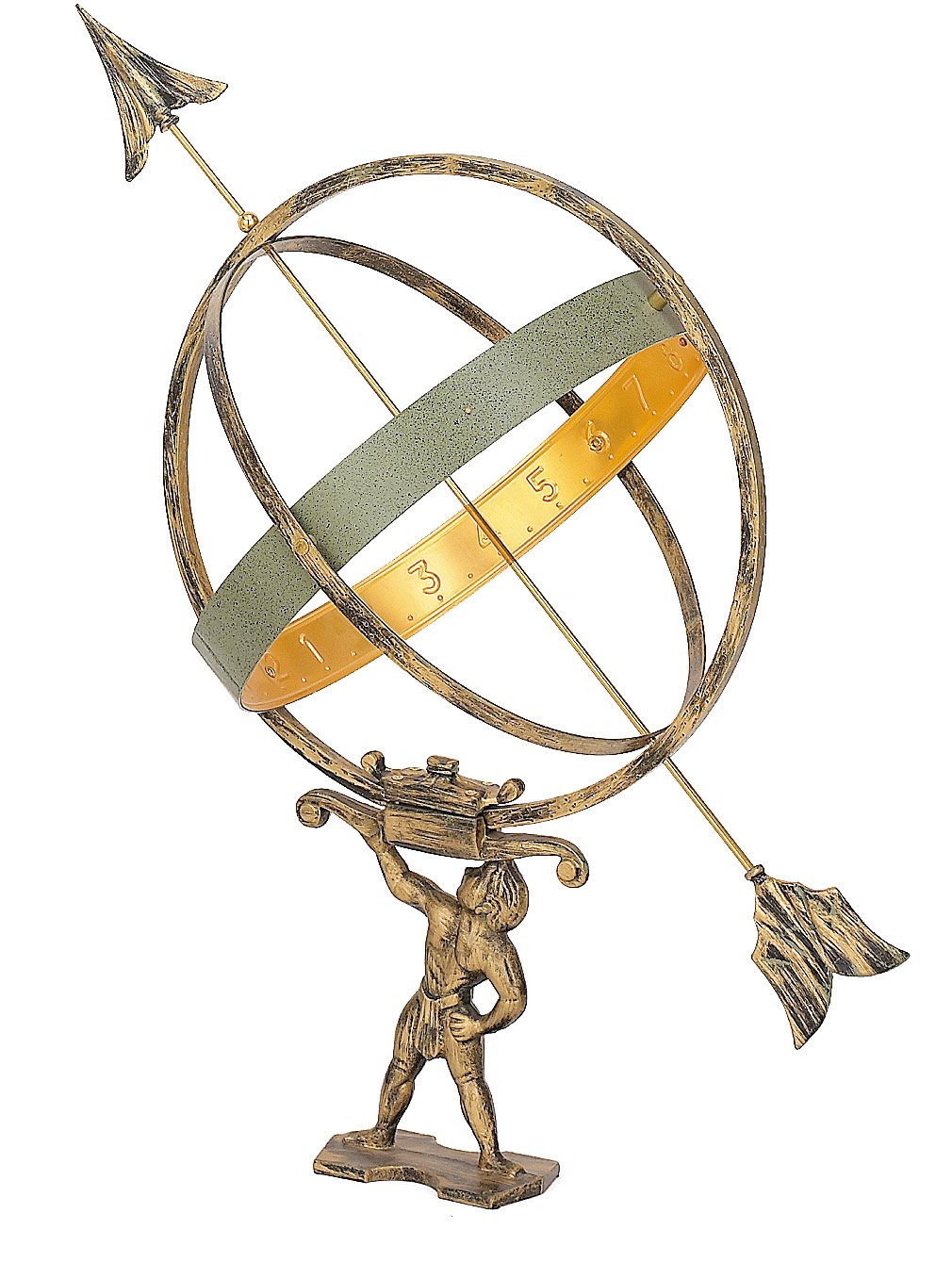 Large Solid Brass & Iron Hercules Sundial Garden Decor