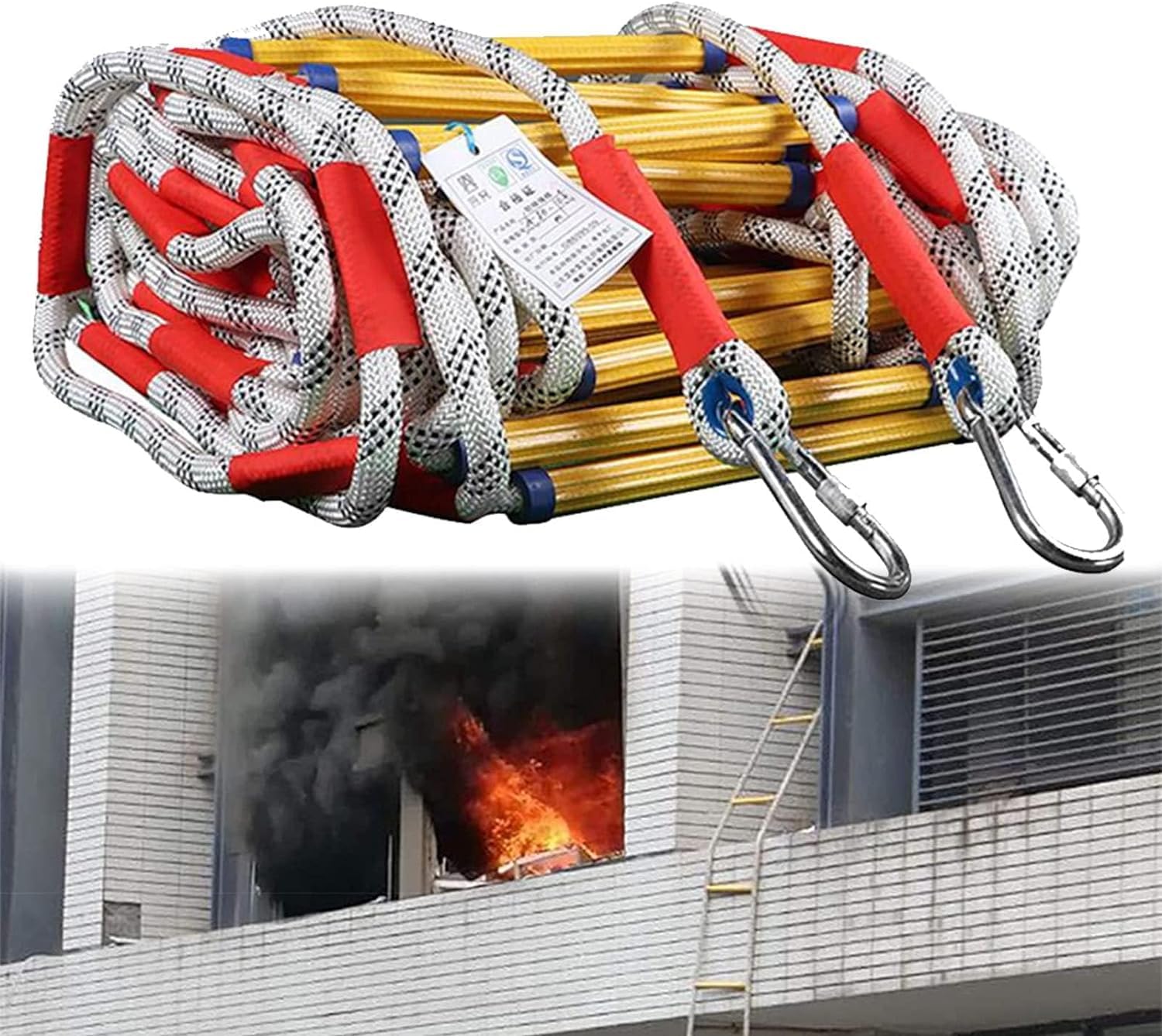 Rope ladders, Emergency Rope Ladder Fireproof Rescue Escape For Disaster(18m/59.1ft)