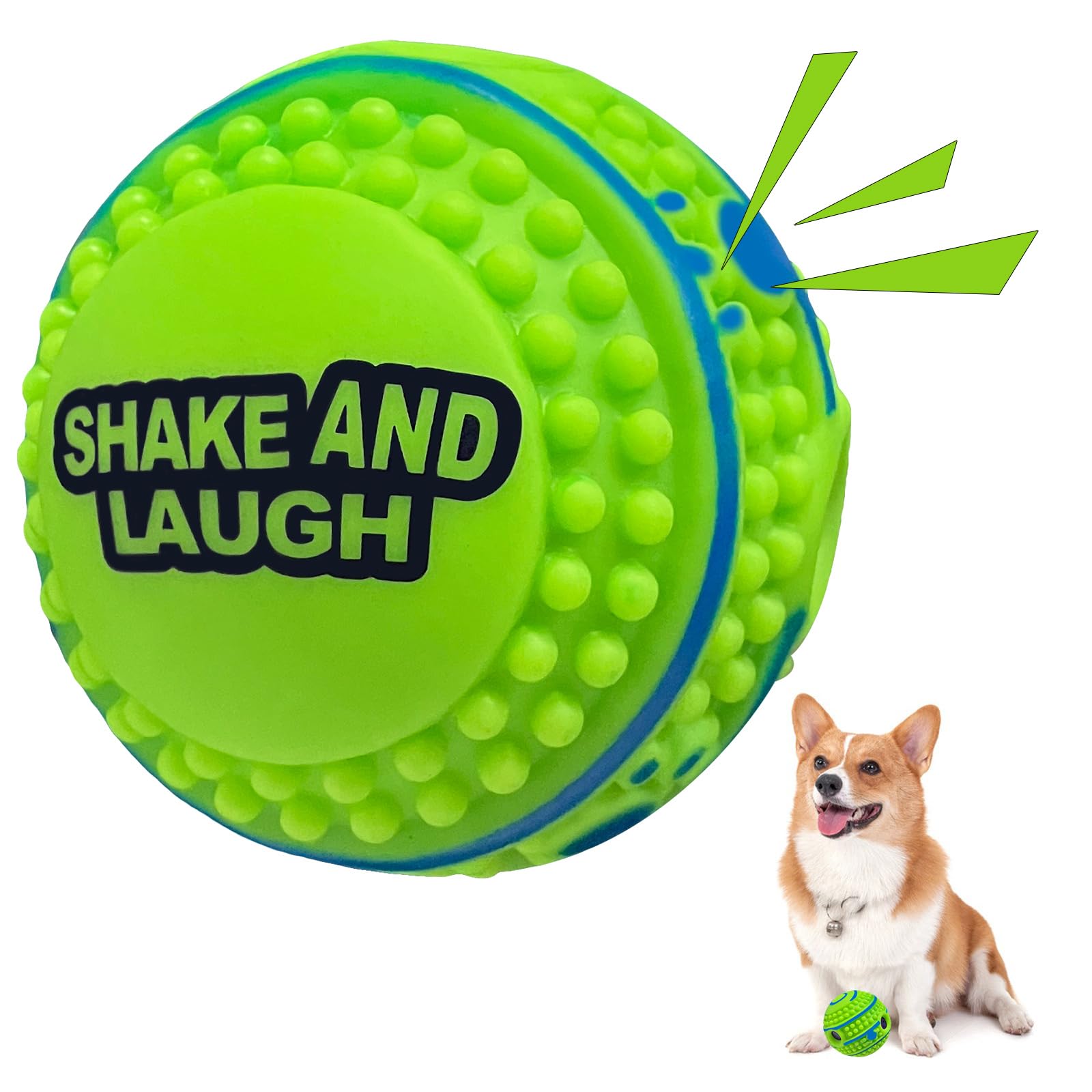 Spiky Interactive Dog Toys Ball, Shaking with Gibbering Sound, for Training, Teeth Cleaning & Herding, Straight, XS, 2.75 in (7 cm)