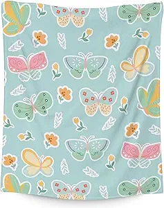 Butterfly Blanket Gifts - 50"x60" Cute Throw for Women, Girls - Green Soft Fuzzy Blankets for Bed, Couch & Living Room