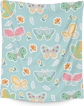 Butterfly Blanket Gifts - 50"x60" Cute Throw for Women, Girls - Green Soft Fuzzy Blankets for Bed, Couch & Living Room