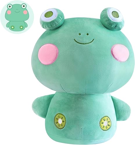 Hallo Deer Peluche de rana Kawaii de 14 pulgadas, bonitos regalos de rana para niñas y niños, almohada de felpa de rana súper suave para Halloween,