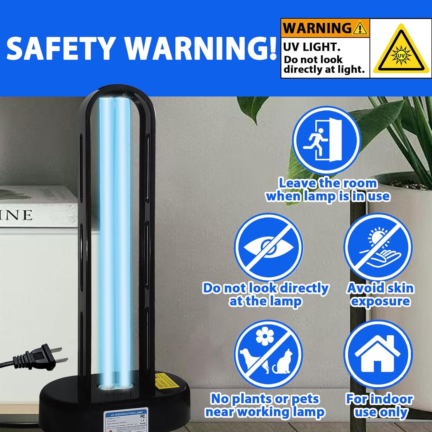 BAIMNOCM UVC Light, 2 Pack 38 Watt UV Light for Mold, Ultraviolet Light for Room, UV-C Lamp for Dust Mite Device with 15/30/60 Minutes Timer, Indoor Use