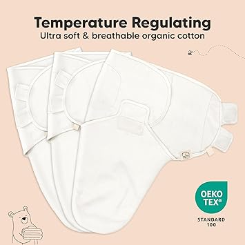 3-Pack Organic Baby Swaddle Sleep Sacks - Swaddles for Newborns, Infant 0-3 Months, Baby Girls, Boys, Soft & Snug Newborn Sleep Sack, Nursery Swaddling Blankets (Nibbles/Bruce, OS)