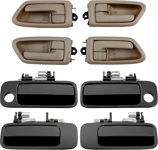 Gledewen Exterior & Interior Door Handle Set, Beige, Compatible with 1997-2001 Toyota Camry, Front & Rear & Left & Right, 6922033040, 6921033040, 6927733020, 6927833020, Driver Passenger Handle