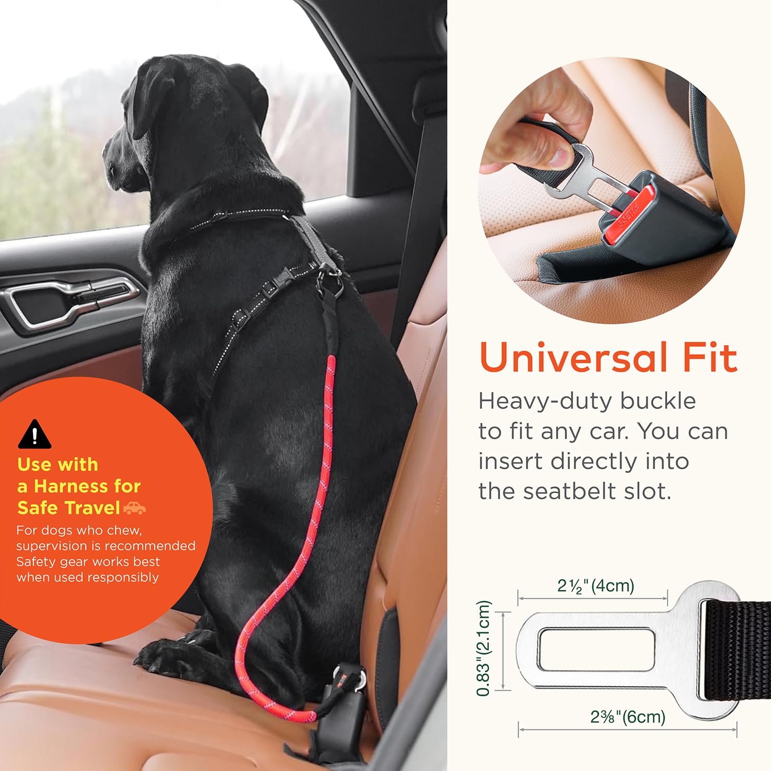 ARCA PET Sicherheitsgurt | Universeller Hunde-Sicherheitsgurt | Langlebiger, reflektierender Auto-Sicherheitsgurt für Hunde mit Clip-Hakenriegel, Schnalle und Karabiner aus Legierung - sichere und
