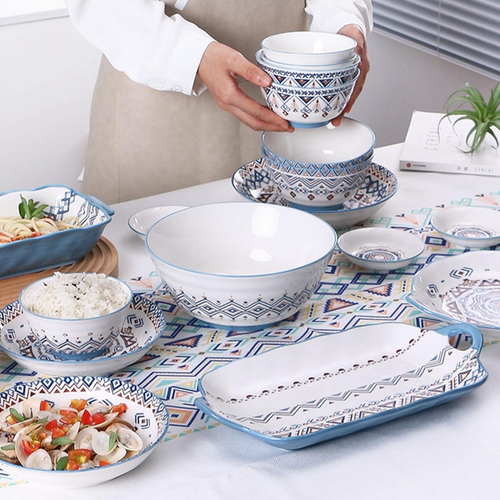 Amazon.co.jp: お店用和食器 ボヘミア風 60個 80個セット お皿 お碗 白 