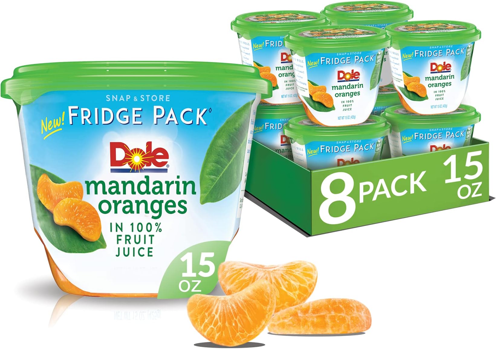 Dole Fridge Pack Mandarin Oranges in 100% Fruit Juice, 15 Oz, 8 Count
