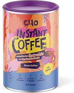 Ciao Instant Coffee I Kaffee aus 100% europäischem Getreide I 90 mg Koffein, Vegan I Ohne Kaffeebohnen, säurefrei & magenfreundlich mit Vitaminen B-Komplex & Eisen (1, 150g)