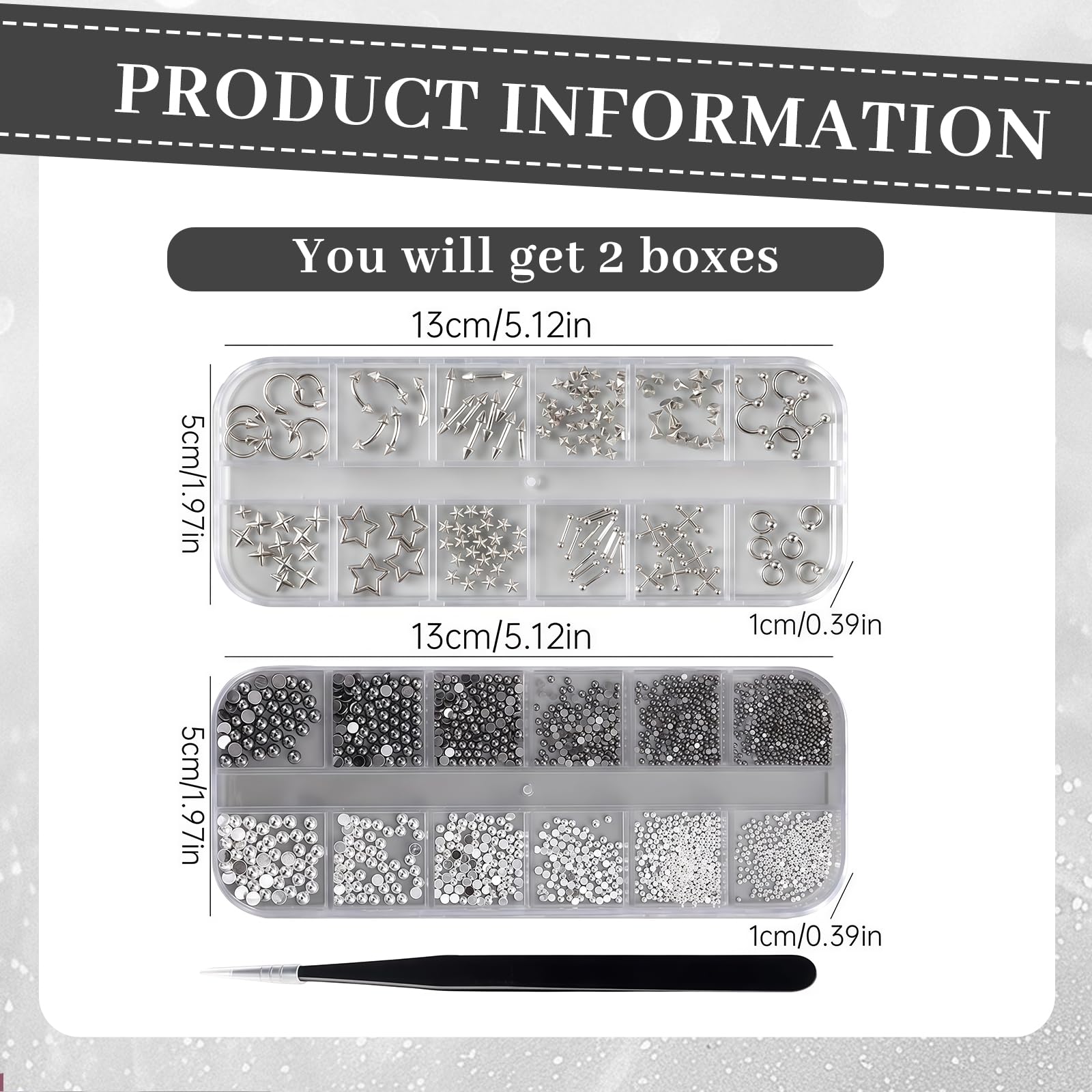 Nail Art Charms, zawieszki do zdobienia paznokci, metalowe punkowe zawieszki do paznokci z kryształkami i kamieniami hinestone, Y2K, akcesoria do paznokci do manicure gotyckiego