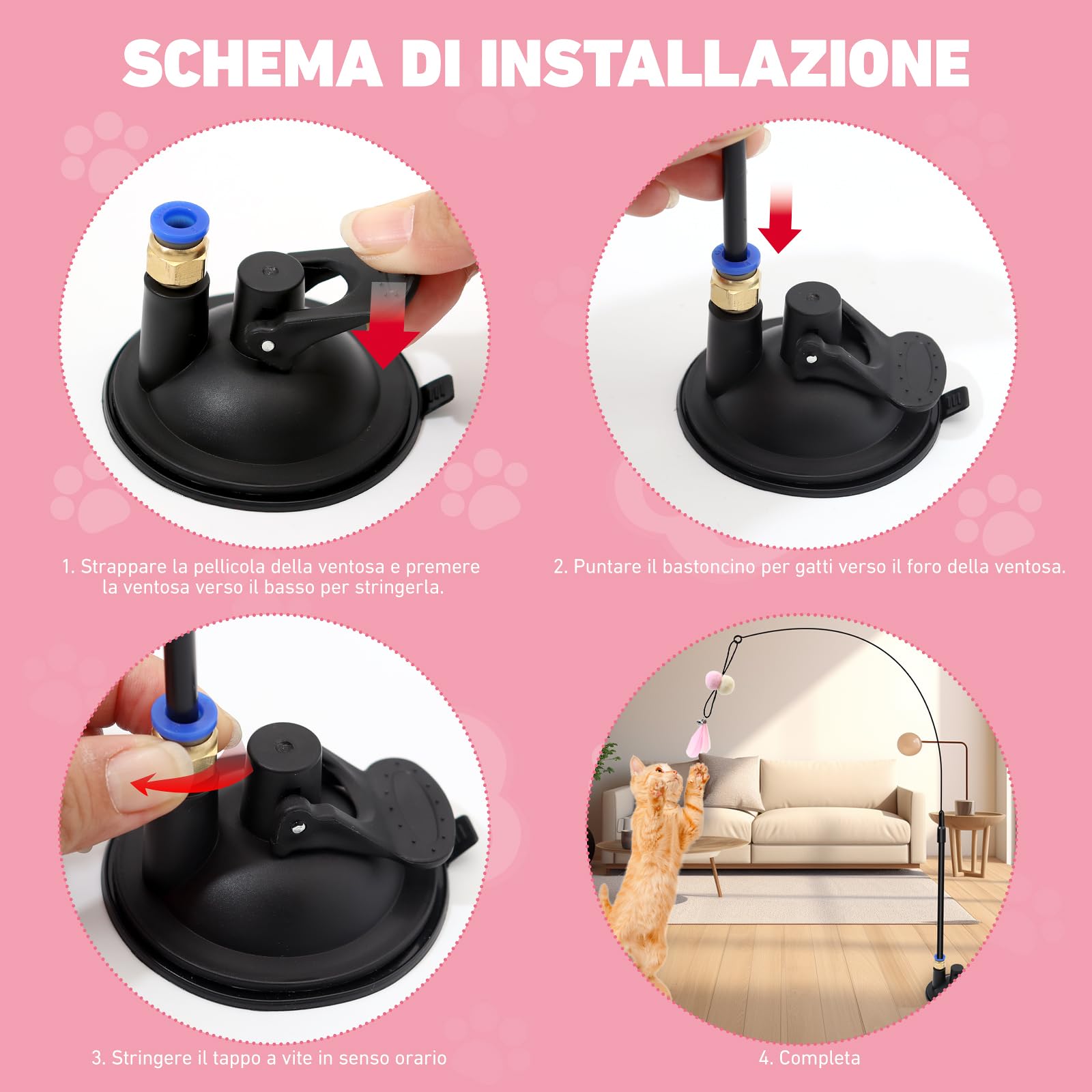 2 Giochi Con Piume Per Gatti Con Ventosa - Gioco Interattivo Per Gatti - Foto 9