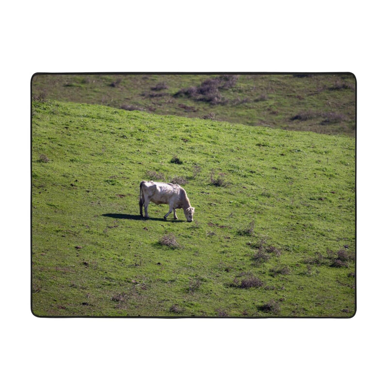 Tapis en flanelle motif vaches 160x121 cm moelleux et antidérapant pour le salon