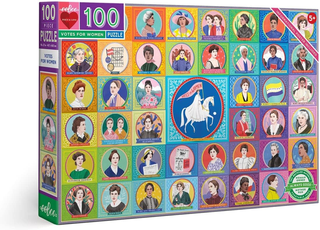 eeBoo: Votes for Women 100 Piece Puzzle, Perfect Project for Little Hands, Aids in Development of Pattern, Shape, and Color Recognition, Offers Children a Challenge, Perfect for Ages 5 and up