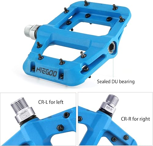 Miniatura 3 de Pedales de bicicleta de montaña Pedales planos de bicicleta de fibra de nailon resistentes antideslizantes para BMX MTB 916 pulgadas (azul)