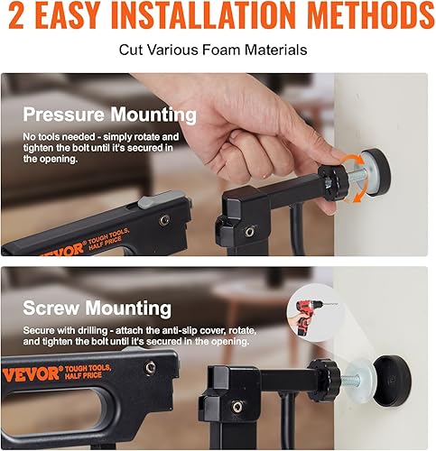 Miniatura 6 de VEVOR Puerta para bebé, 29.5-39 pulgadas extra ancha, 30 pulgadas de alto, puerta para perros para escaleras y casa, puerta de seguridad para