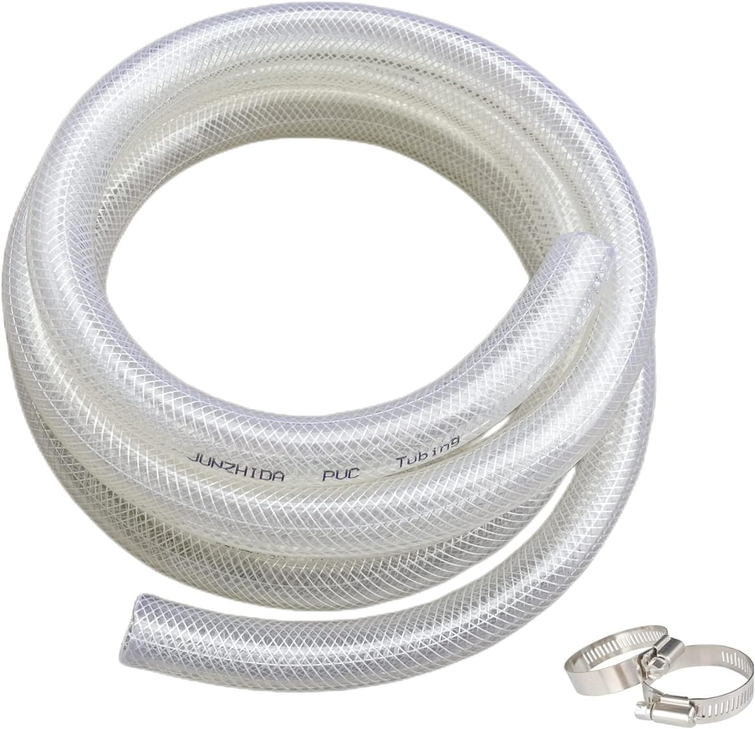 1" ID x 1 19/64" OD - 50 Ft High Pressure Braided Clear PVC Tubing Flexible Vinyl Tube, Heavy Duty Reinforced Hose Tubing, BPA Free and Non Toxic