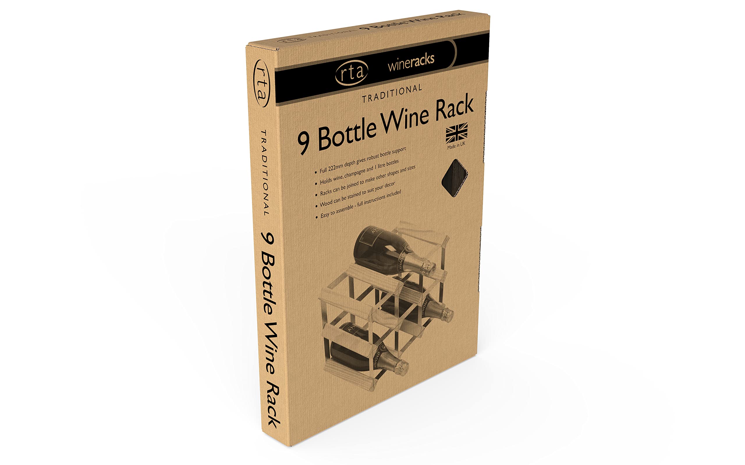 Portabottiglie In Legno Di Pino Scuro - Per 16 Bottiglie, Gi&agrave; Assemblato E Certificato FSC, Stile Tradizionale