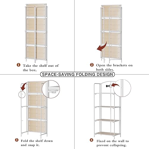 Miniatura 64 de Crofy - Estantería plegable sin montaje para sala de estar, estante plegable blanco de 5 niveles para oficina en casa, organizador de almacenamiento
