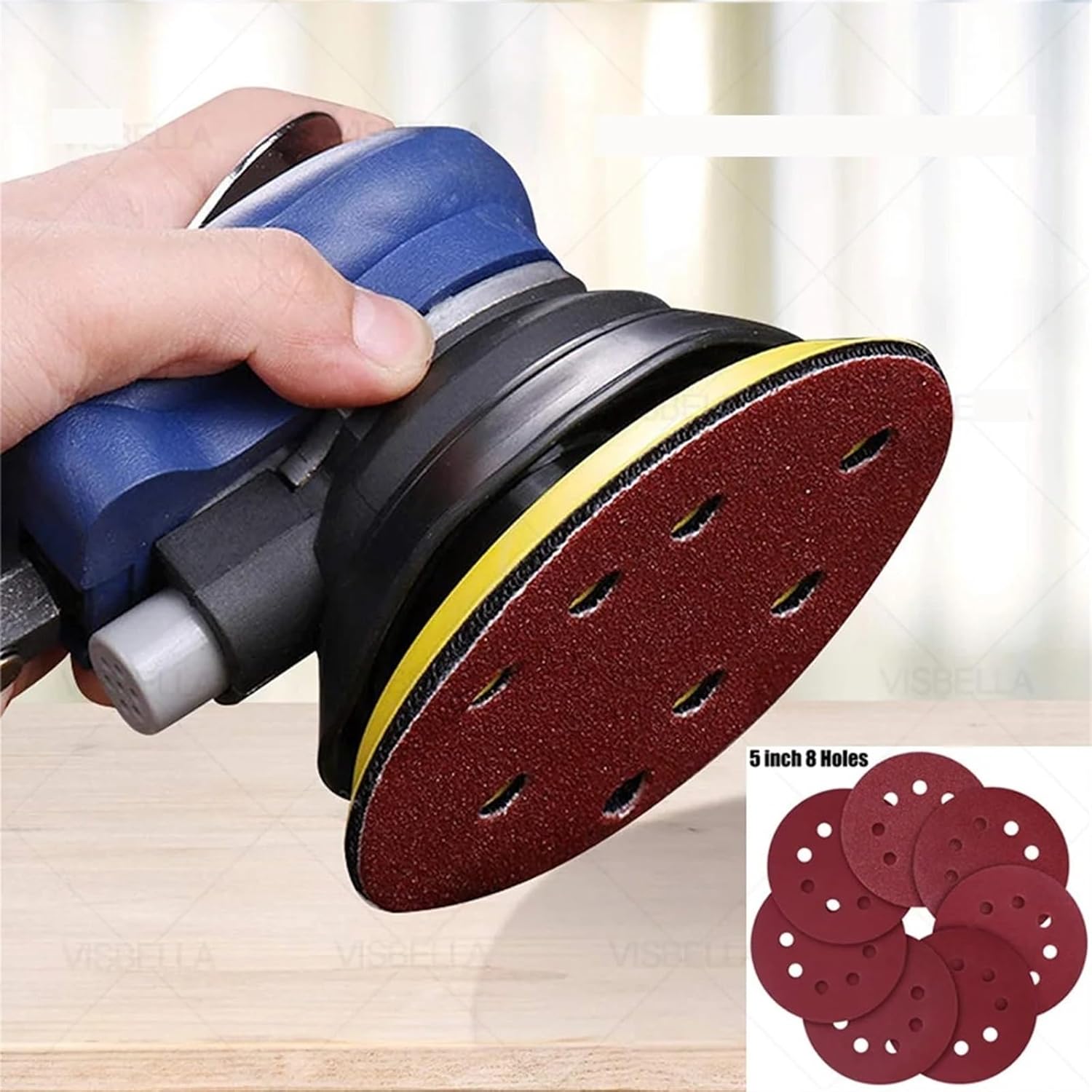 8 Hole 125mm Sandpaper Round Shape Sanding Discs Hook Loop Buffing Sheet(10PCS 240 grit)