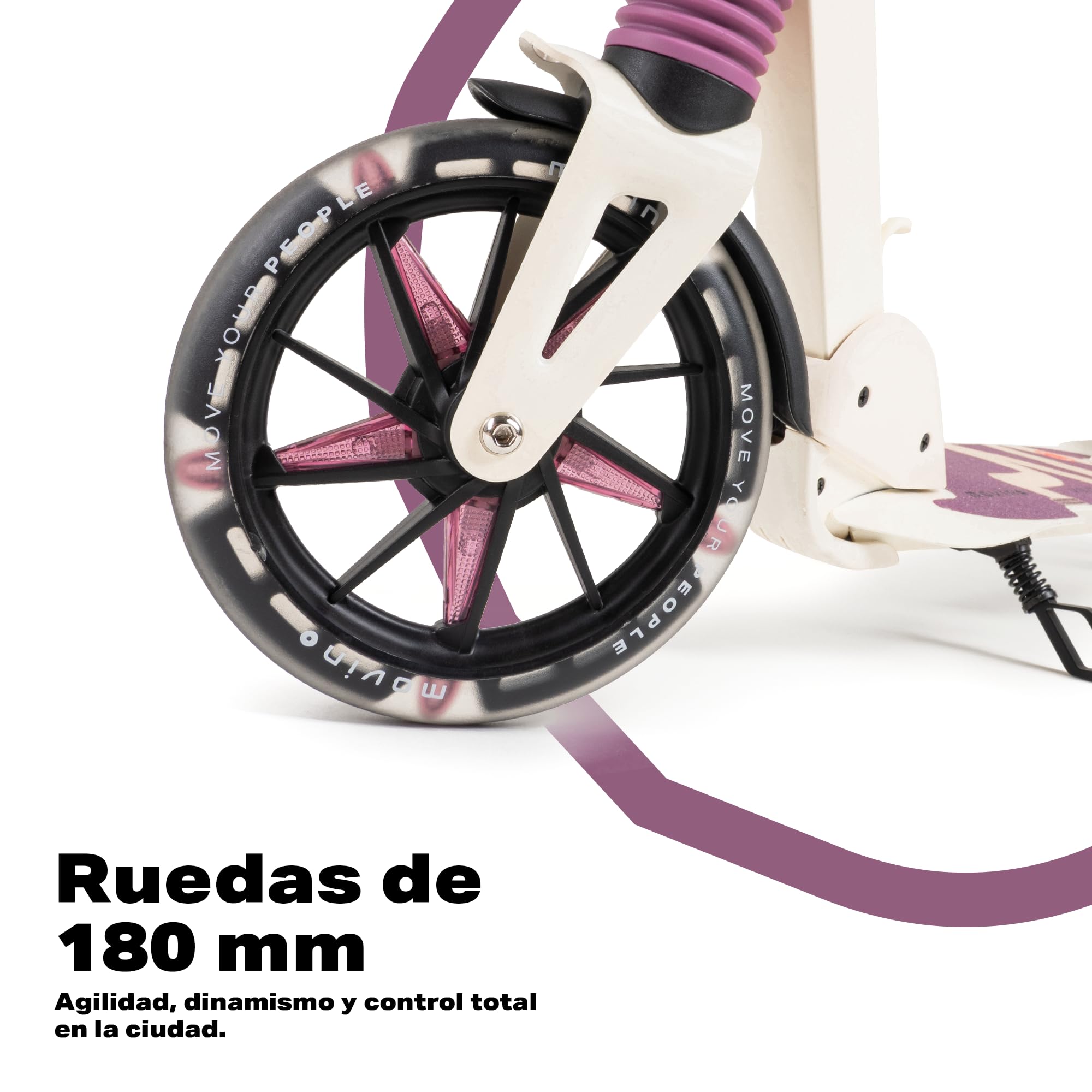 Movino Patinete Plegable Urbano para Niños Adultos Adolescentes hasta 100 kg Ruedas LED 180 mm Manillar Ajustable