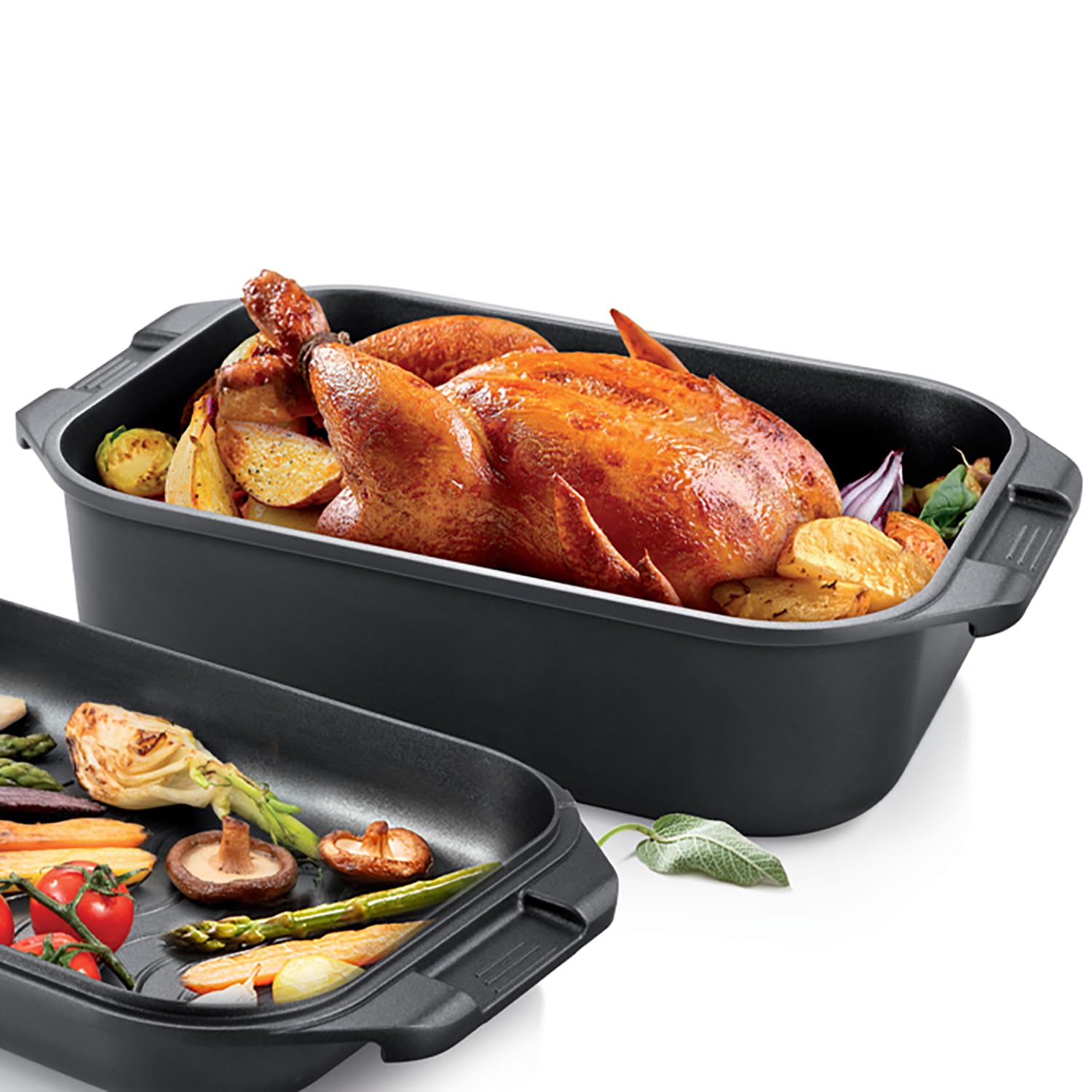 Tescoma GrandCHEF Bräter mit Deckel 40x26 cm, geeignet für Gasherd, Induktion und Backofen, PFOA- und PFAS-frei - 629094