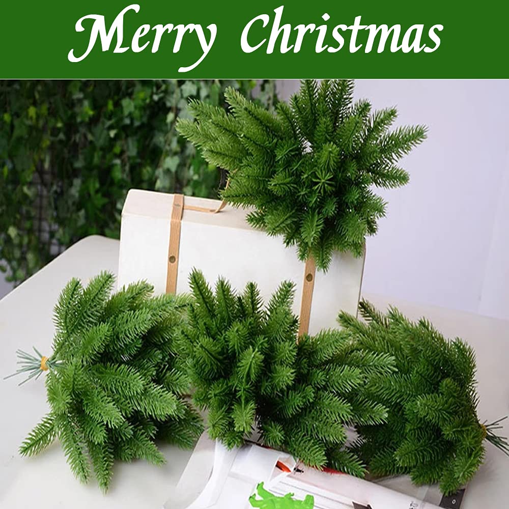 32 Rami Pino Artificiale Natalizi 26 Cm – Abeti Finti In Plastica Per Ghirlande E Decorazioni