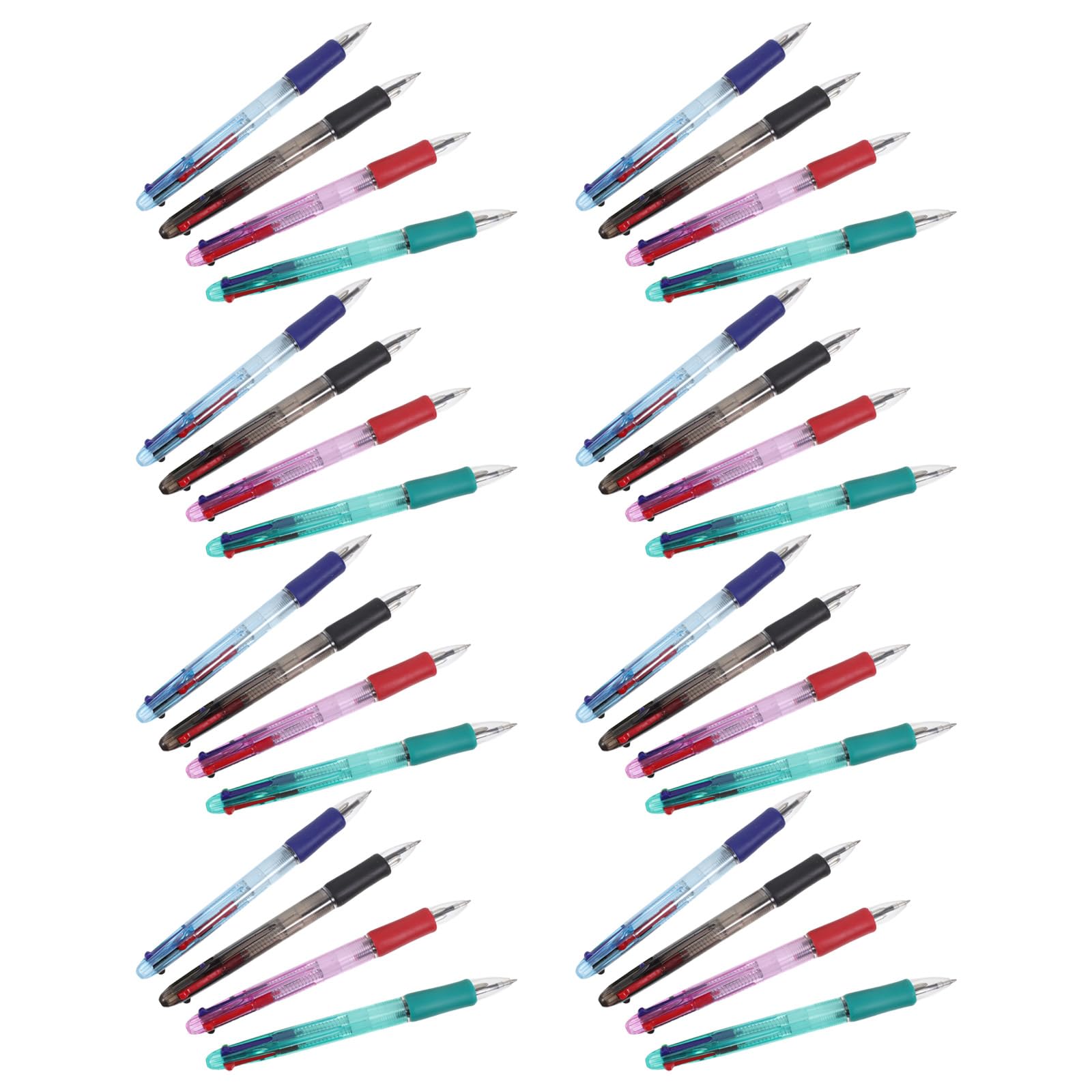 Juego de 24 Bolígrafos Retráctiles Multicolores, Tinta Roja, Negra, Azul y Verde, Punta Fina de 0,7 Mm, Cuerpo Transparente, para Oficina, Escuela y Diario, Bolígrafos
