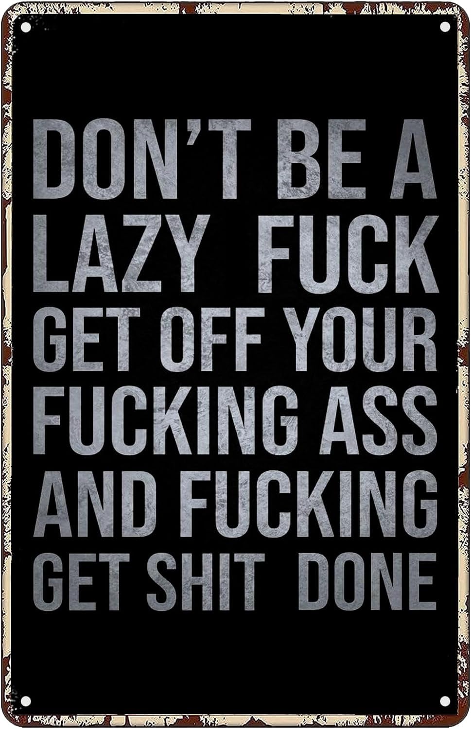 Anceky Don't Be Lazy Gym Motivation Metal Tin Sign Fitness Metal Plaque, Funny Workout Motivation Poster For Men Home Garage Man Cave Bar Wall Decor 8x12 Inch