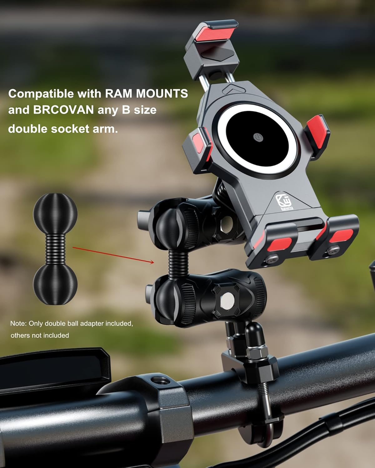 brcovan aluminum alloy 1 ball to 1 ball adapter compatible with ram mounts brcovan b size double socket arm