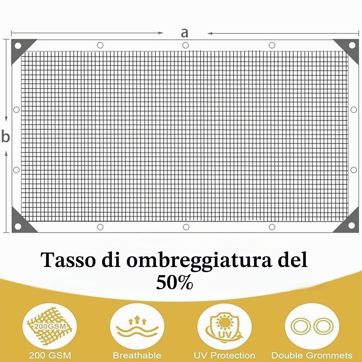 50% Rete Ombreggiante Telo Esterno Con Occhielli, Rete Antigrandine | Rete Antigrandine FrangivistaBalcone Resistente Ai Raggi UV, Vela Ombreggiante, per l'uso quotidiano.(4x5m)
