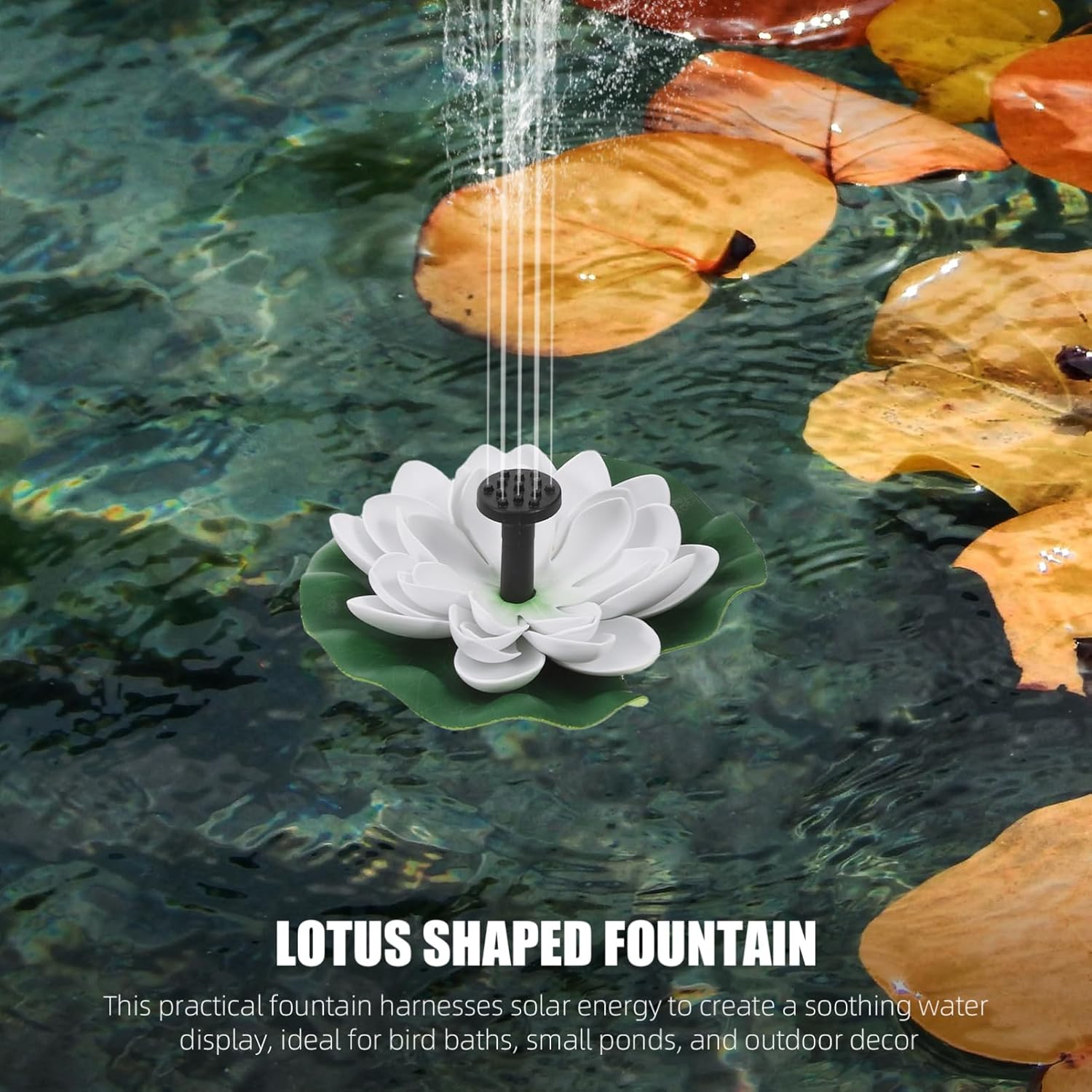 MERRYHAPY 1set Solar Powered Floating Lotus Fountain for Bird Bath and Garden Decor Lily Fountain for Small Ponds and Design