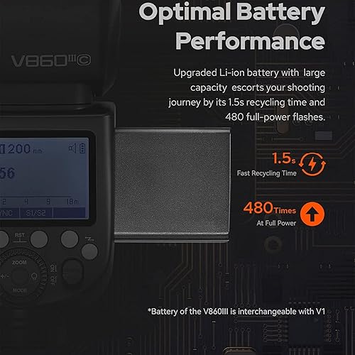 Miniatura 4 de Godox V860III-N Flash de cámara para Nikon Flash Speedlight Speedlite Light,2.4G HSS 18000s,480 Flashes de potencia completa, batería de iones de